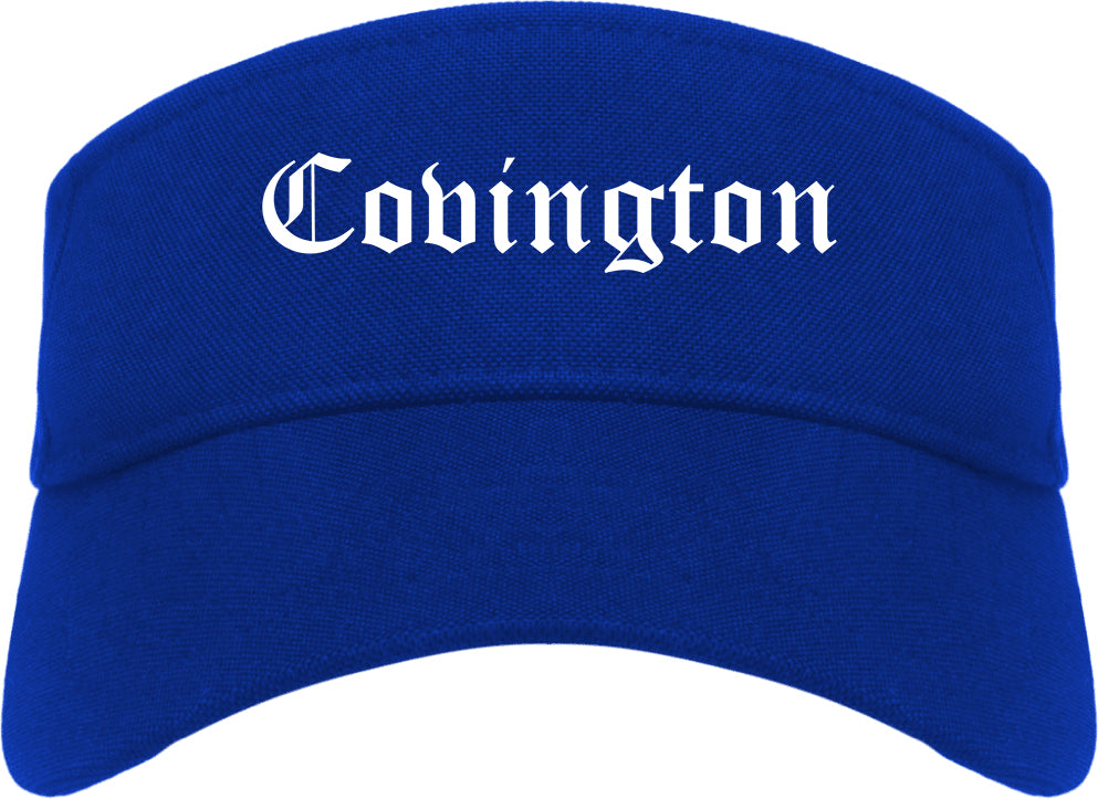 Covington Georgia GA Old English Mens Visor Cap Hat Royal Blue
