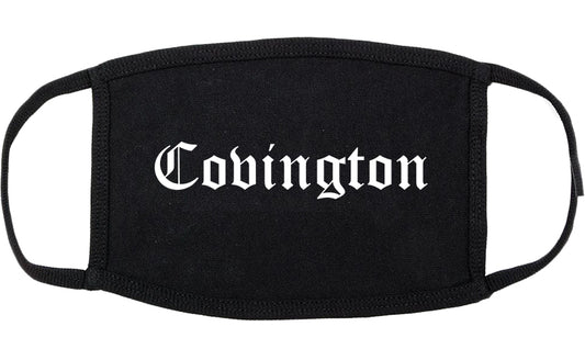 Covington Louisiana LA Old English Cotton Face Mask Black