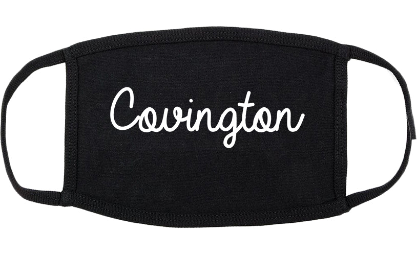 Covington Louisiana LA Script Cotton Face Mask Black