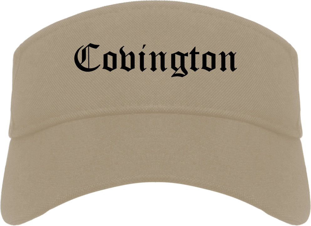 Covington Louisiana LA Old English Mens Visor Cap Hat Khaki