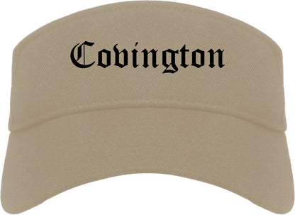 Covington Louisiana LA Old English Mens Visor Cap Hat Khaki