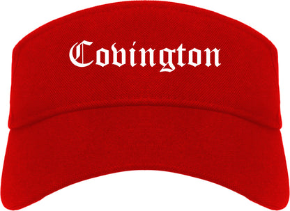 Covington Louisiana LA Old English Mens Visor Cap Hat Red