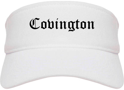Covington Louisiana LA Old English Mens Visor Cap Hat White