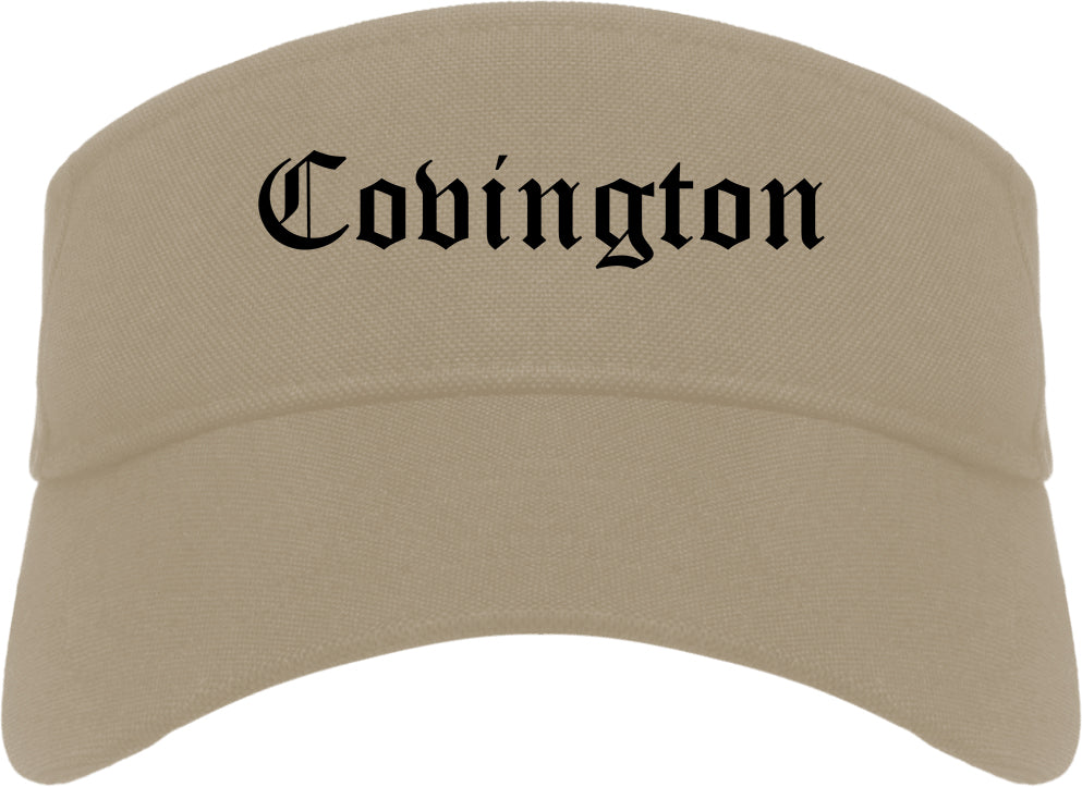 Covington Tennessee TN Old English Mens Visor Cap Hat Khaki