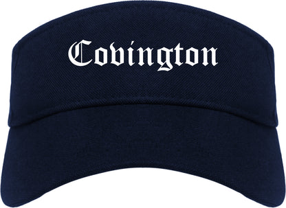 Covington Tennessee TN Old English Mens Visor Cap Hat Navy Blue