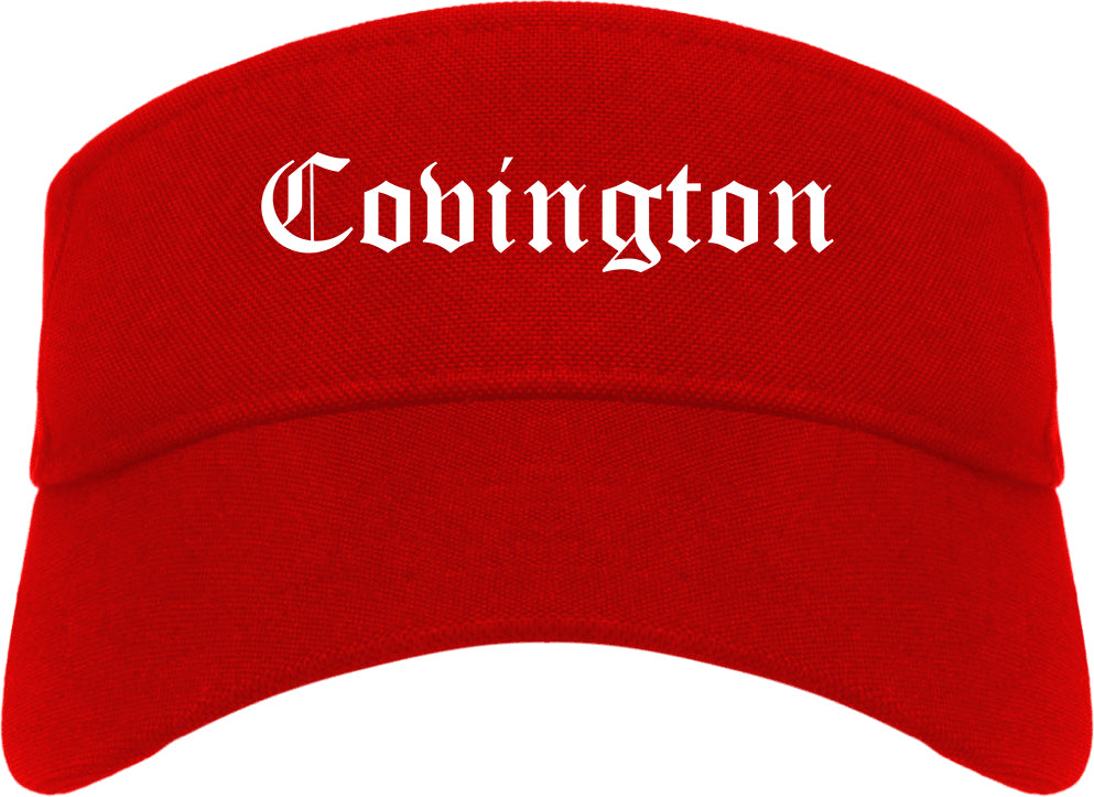 Covington Tennessee TN Old English Mens Visor Cap Hat Red