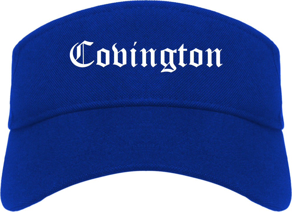 Covington Tennessee TN Old English Mens Visor Cap Hat Royal Blue