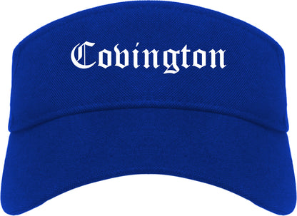 Covington Tennessee TN Old English Mens Visor Cap Hat Royal Blue