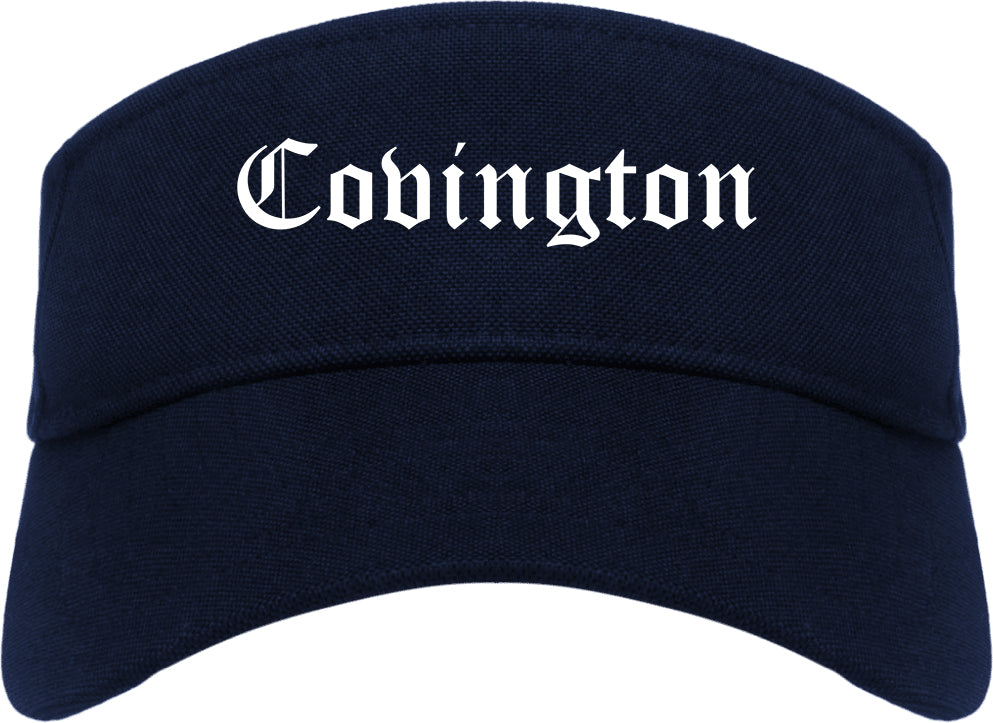 Covington Virginia VA Old English Mens Visor Cap Hat Navy Blue
