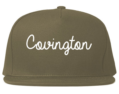 Covington Washington WA Script Mens Snapback Hat Grey