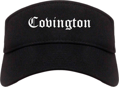 Covington Washington WA Old English Mens Visor Cap Hat Black