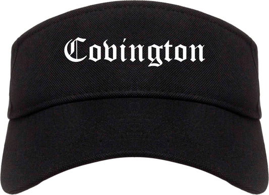 Covington Washington WA Old English Mens Visor Cap Hat Black