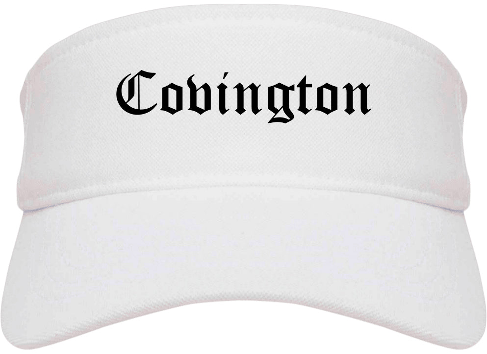 Covington Washington WA Old English Mens Visor Cap Hat White