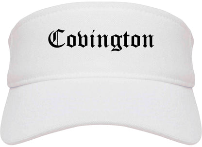 Covington Washington WA Old English Mens Visor Cap Hat White