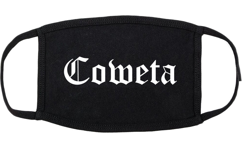 Coweta Oklahoma OK Old English Cotton Face Mask Black