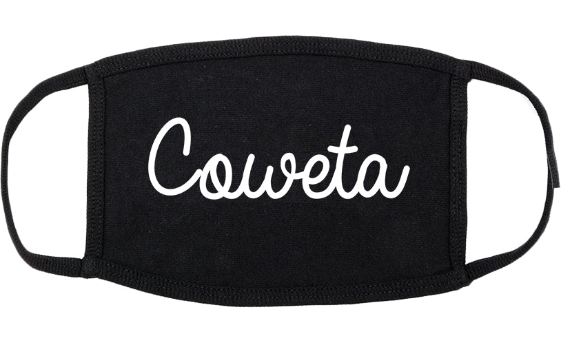 Coweta Oklahoma OK Script Cotton Face Mask Black