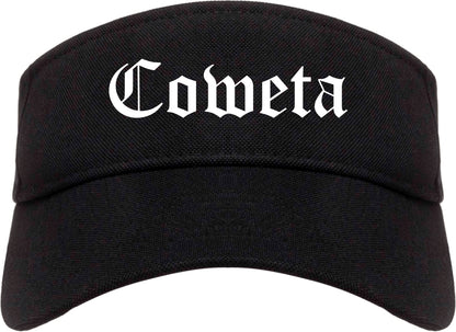 Coweta Oklahoma OK Old English Mens Visor Cap Hat Black