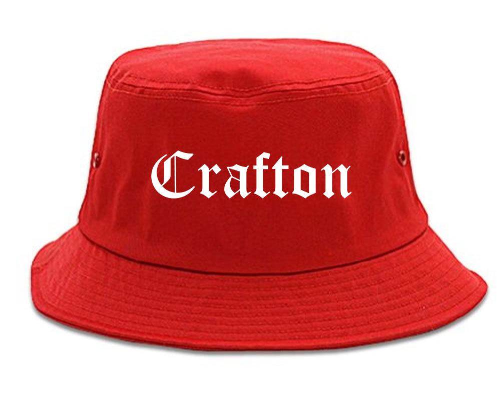 Crafton Pennsylvania PA Old English Mens Bucket Hat Red