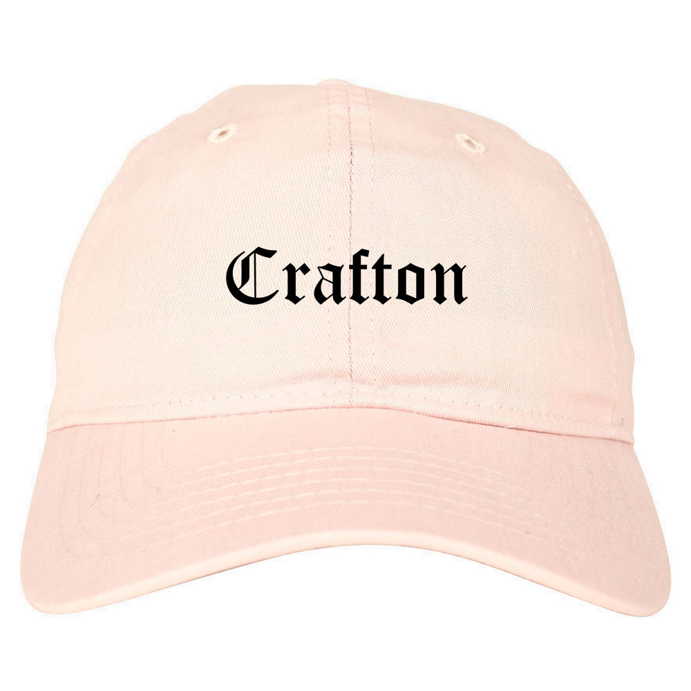 Crafton Pennsylvania PA Old English Mens Dad Hat Baseball Cap Pink