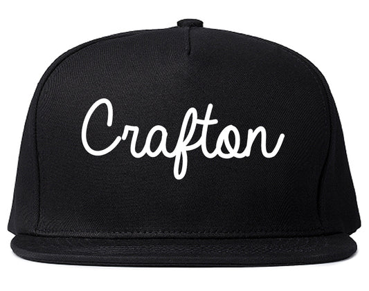 Crafton Pennsylvania PA Script Mens Snapback Hat Black