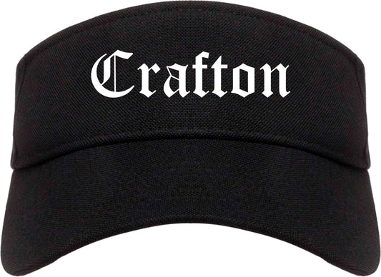 Crafton Pennsylvania PA Old English Mens Visor Cap Hat Black