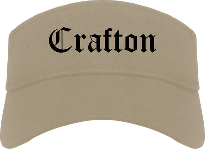 Crafton Pennsylvania PA Old English Mens Visor Cap Hat Khaki