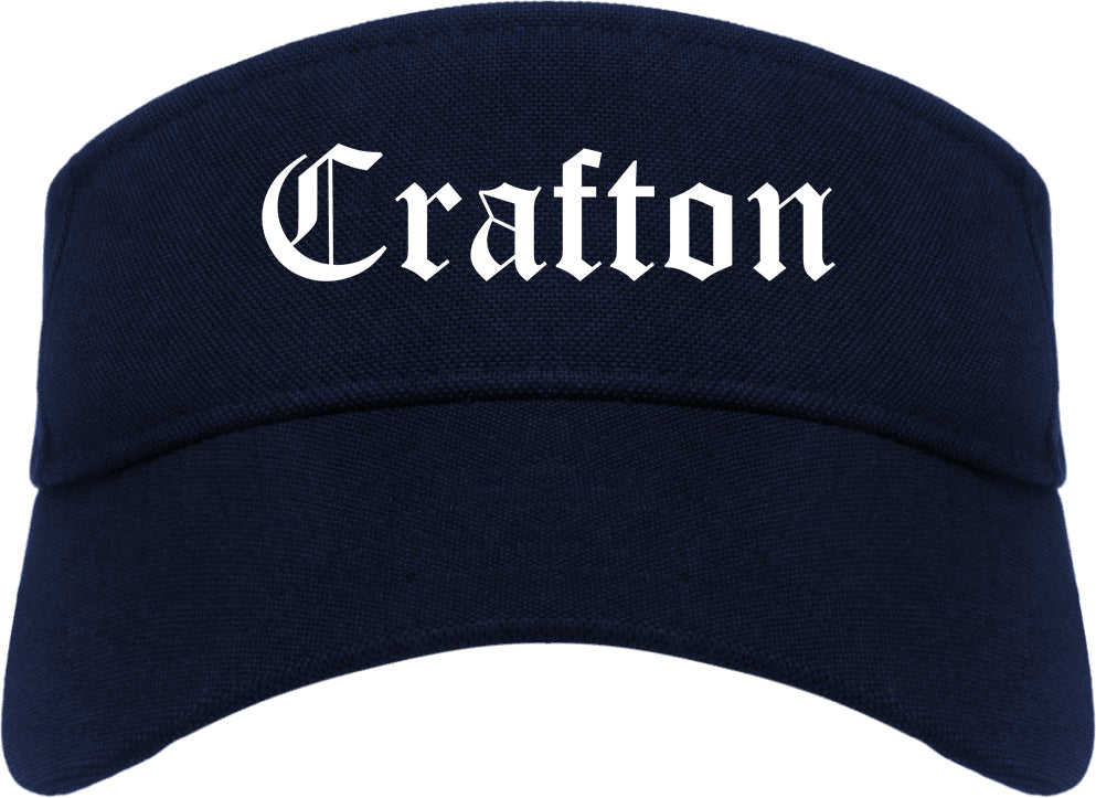 Crafton Pennsylvania PA Old English Mens Visor Cap Hat Navy Blue