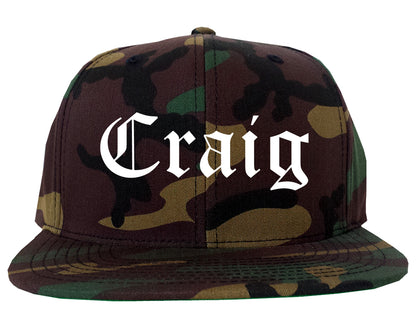Craig Colorado CO Old English Mens Snapback Hat Army Camo