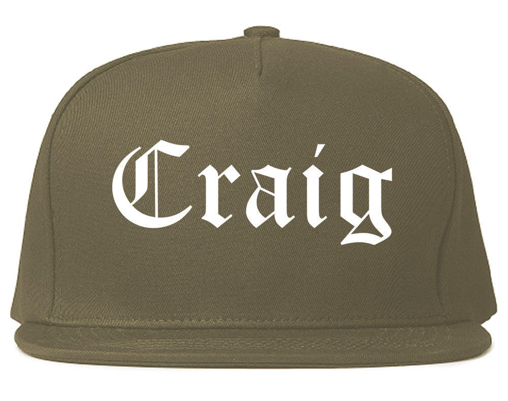 Craig Colorado CO Old English Mens Snapback Hat Grey