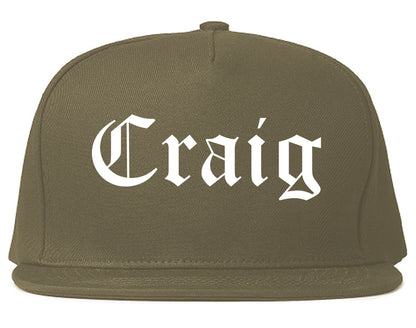 Craig Colorado CO Old English Mens Snapback Hat Grey