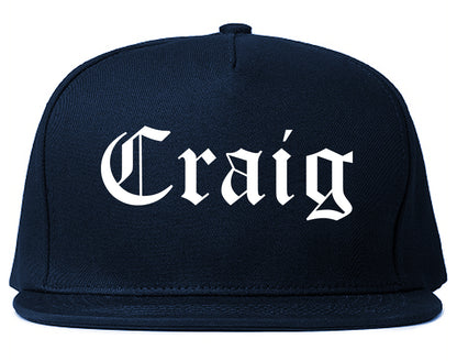 Craig Colorado CO Old English Mens Snapback Hat Navy Blue