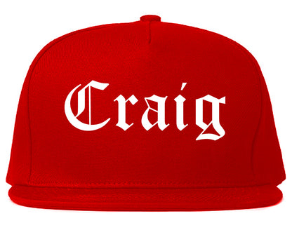 Craig Colorado CO Old English Mens Snapback Hat Red