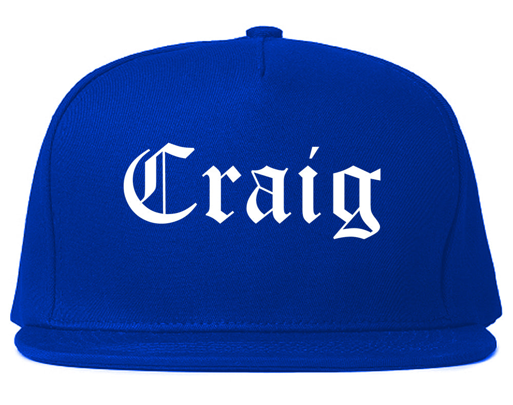 Craig Colorado CO Old English Mens Snapback Hat Royal Blue