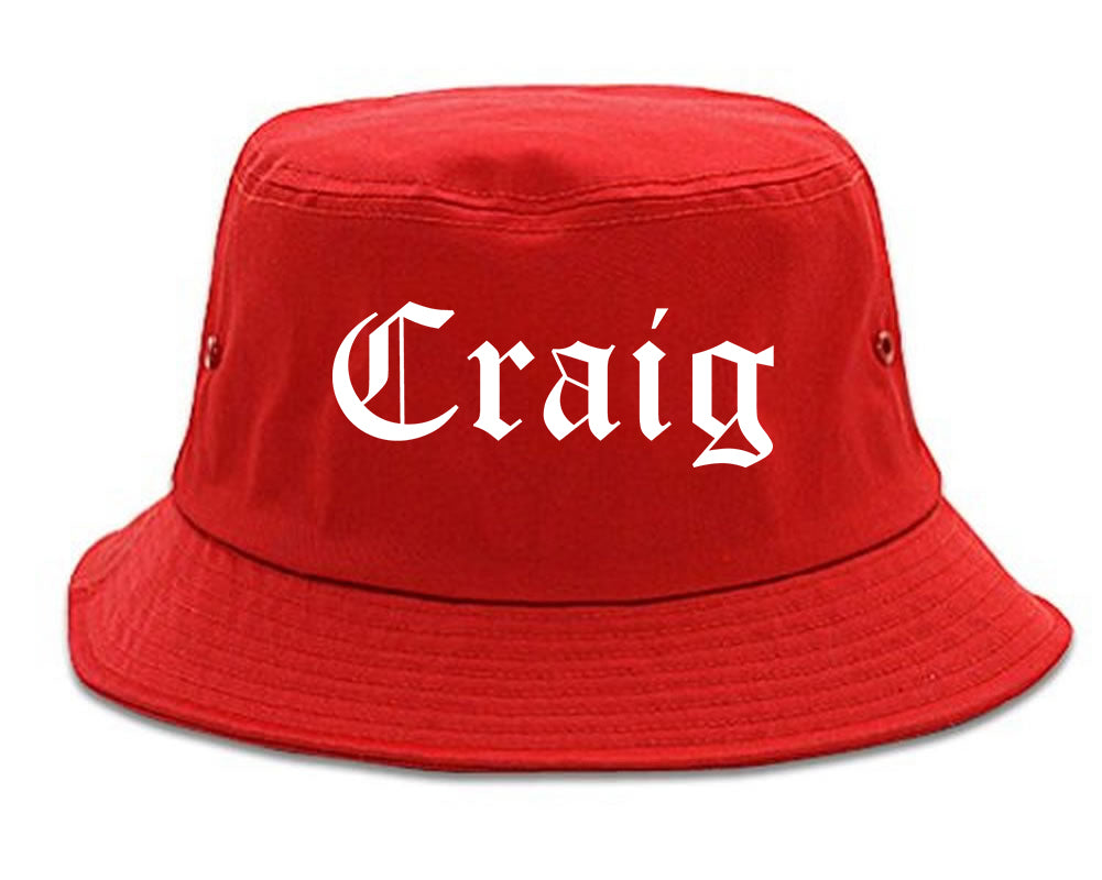 Craig Colorado CO Old English Mens Bucket Hat Red