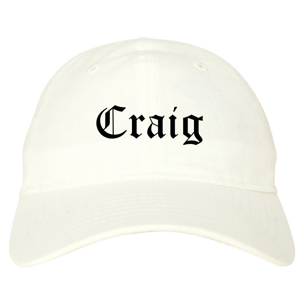 Craig Colorado CO Old English Mens Dad Hat Baseball Cap White