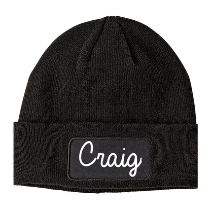 Craig Colorado CO Script Mens Knit Beanie Hat Cap Black