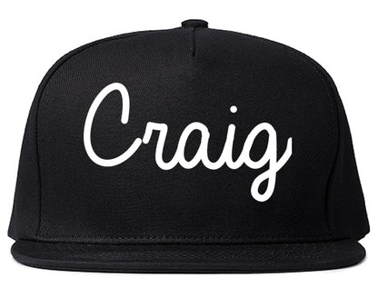 Craig Colorado CO Script Mens Snapback Hat Black