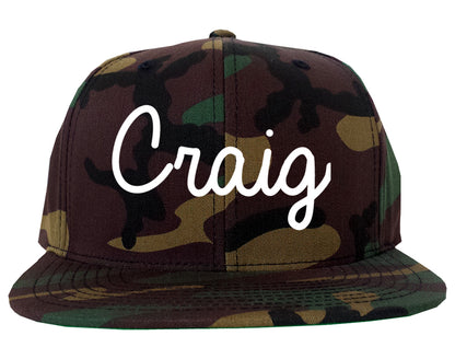 Craig Colorado CO Script Mens Snapback Hat Army Camo