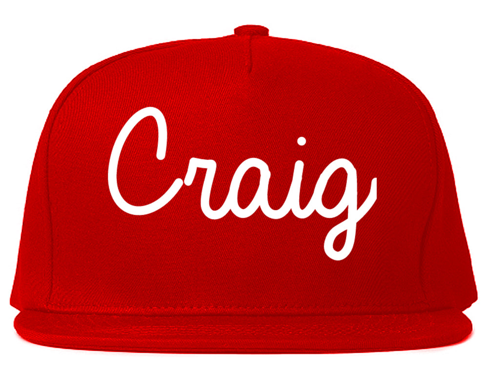 Craig Colorado CO Script Mens Snapback Hat Red