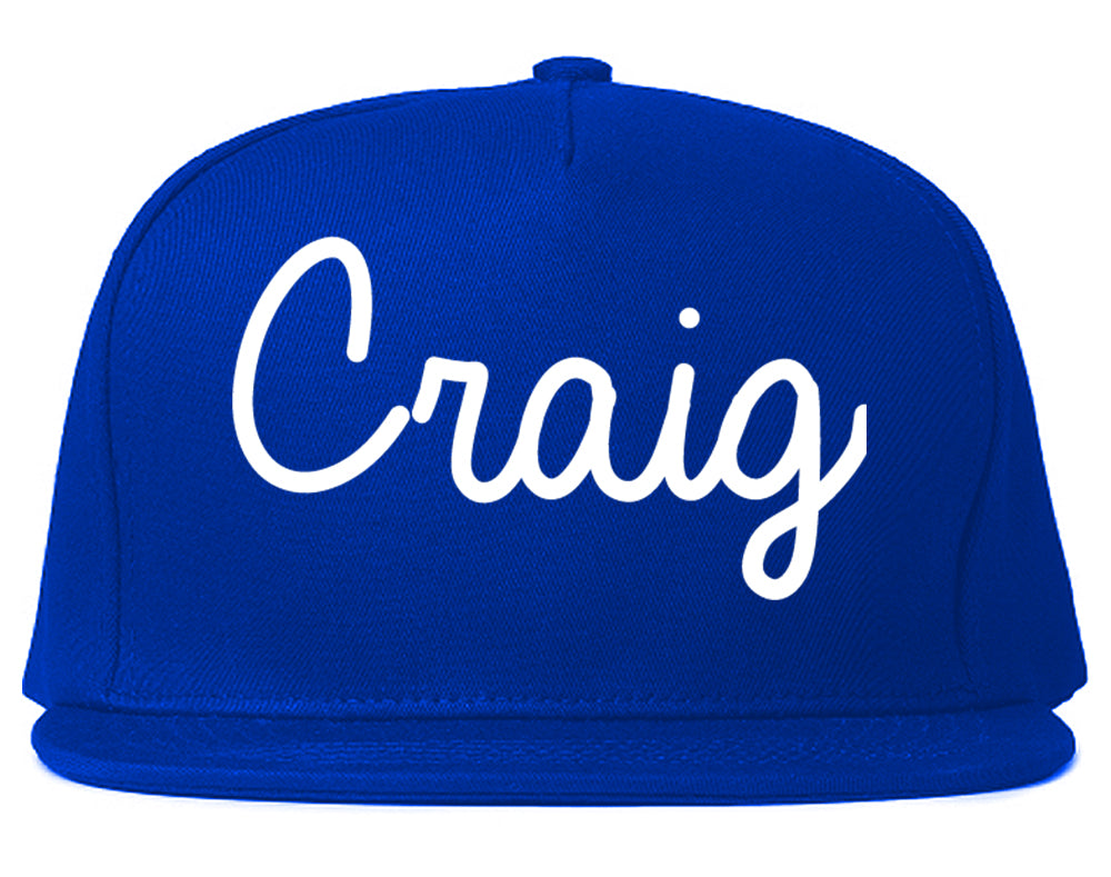 Craig Colorado CO Script Mens Snapback Hat Royal Blue