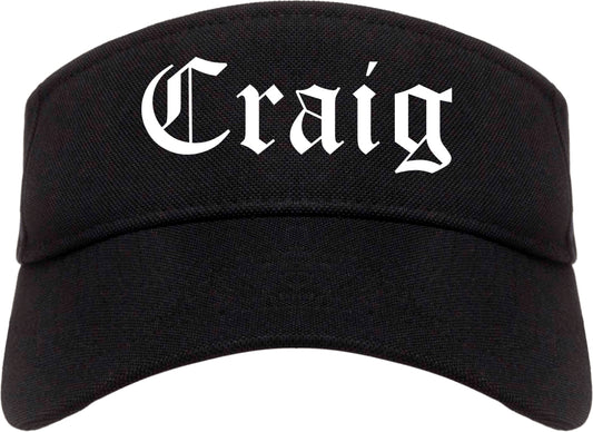 Craig Colorado CO Old English Mens Visor Cap Hat Black