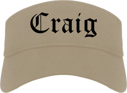 Craig Colorado CO Old English Mens Visor Cap Hat Khaki