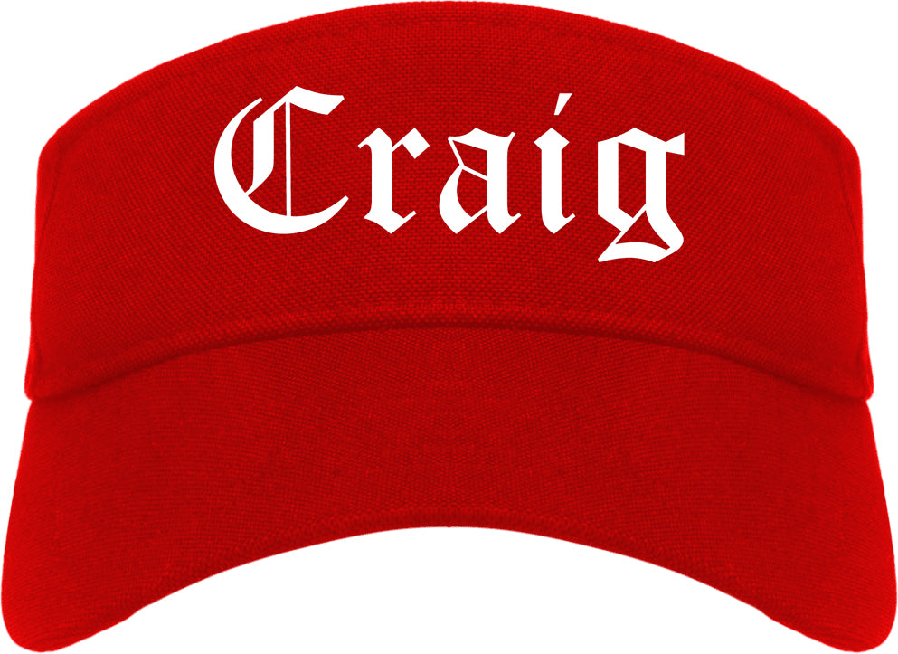 Craig Colorado CO Old English Mens Visor Cap Hat Red