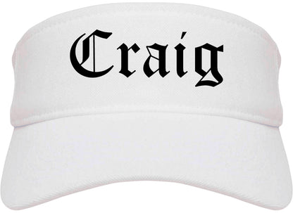 Craig Colorado CO Old English Mens Visor Cap Hat White