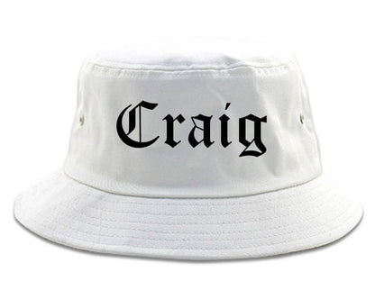 Craig Colorado CO Old English Mens Bucket Hat White