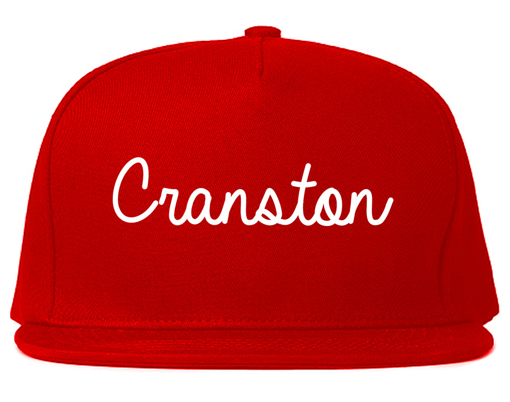 Cranston Rhode Island RI Script Mens Snapback Hat Red