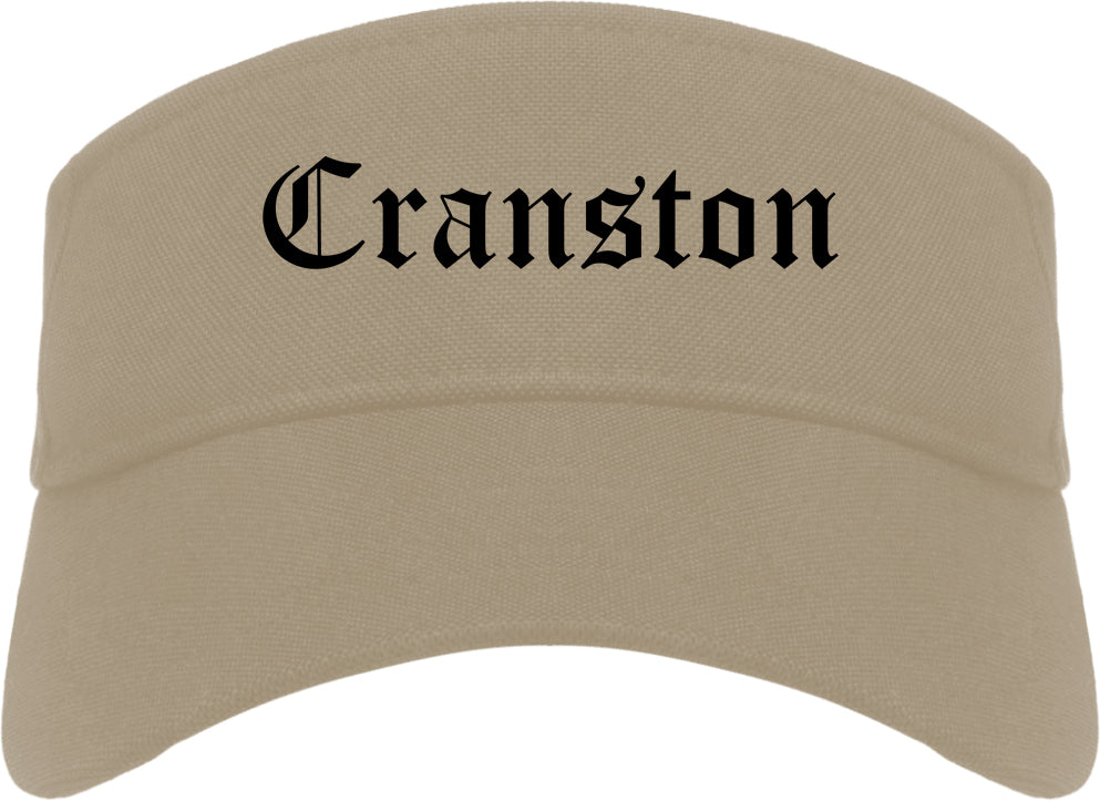 Cranston Rhode Island RI Old English Mens Visor Cap Hat Khaki