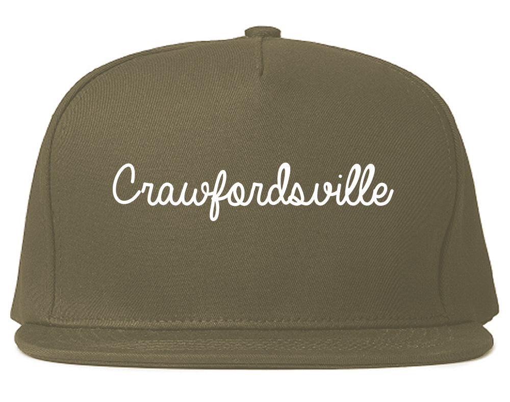 Crawfordsville Indiana IN Script Mens Snapback Hat Grey