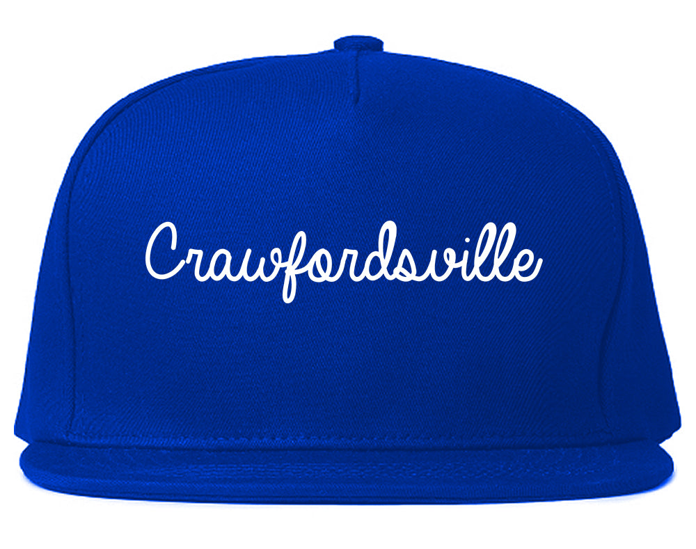 Crawfordsville Indiana IN Script Mens Snapback Hat Royal Blue