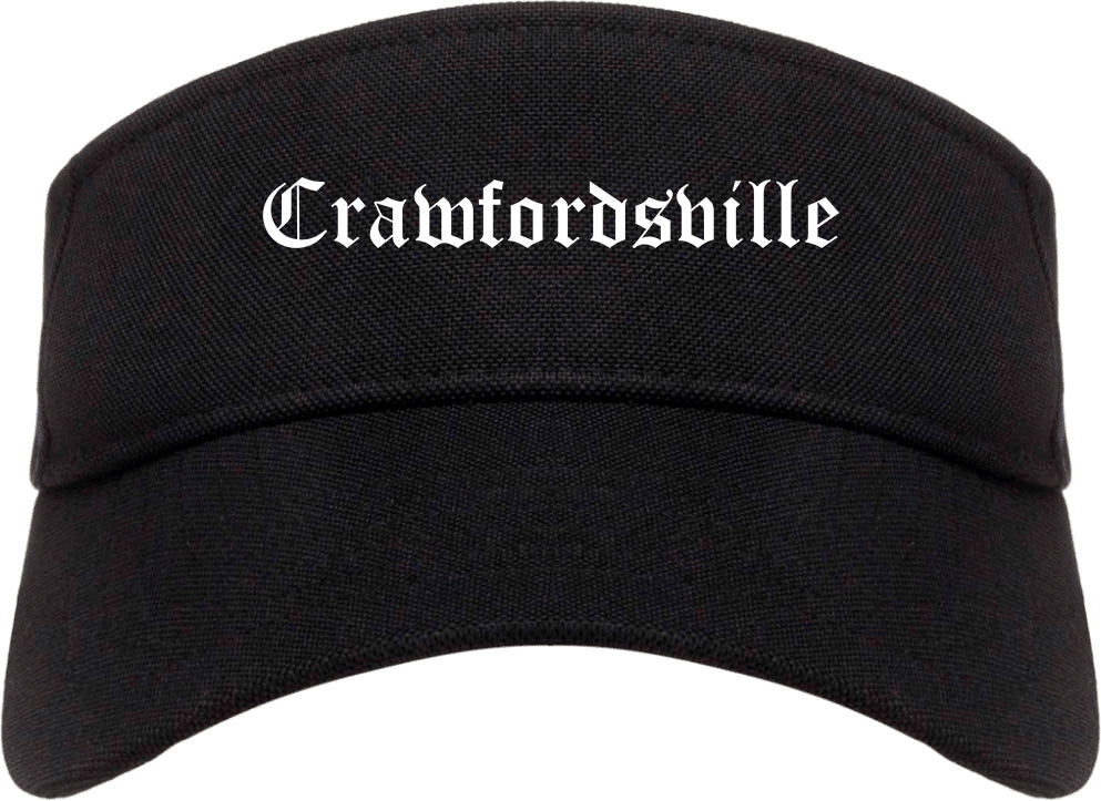 Crawfordsville Indiana IN Old English Mens Visor Cap Hat Black